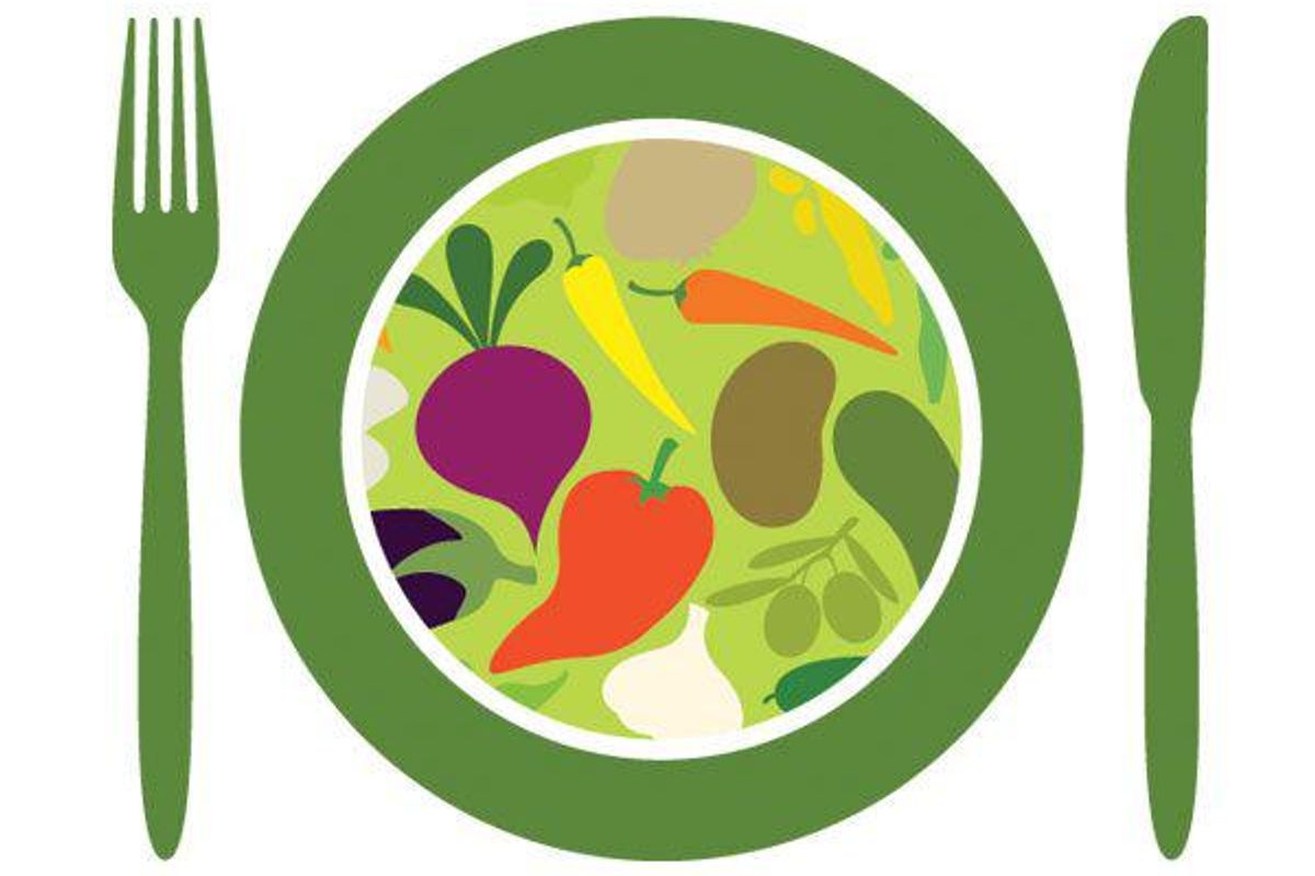 illustration of a plate and fork and knife