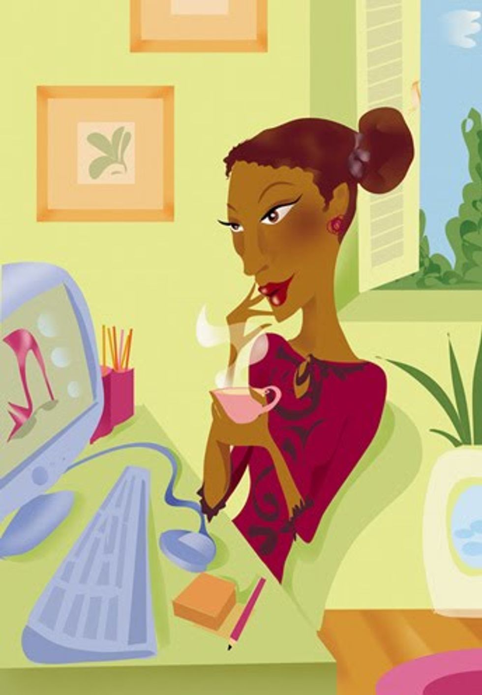 illustration of a woman at her desk