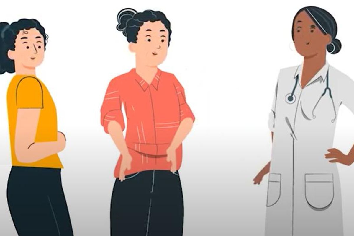 illustration of doctor talking to parents