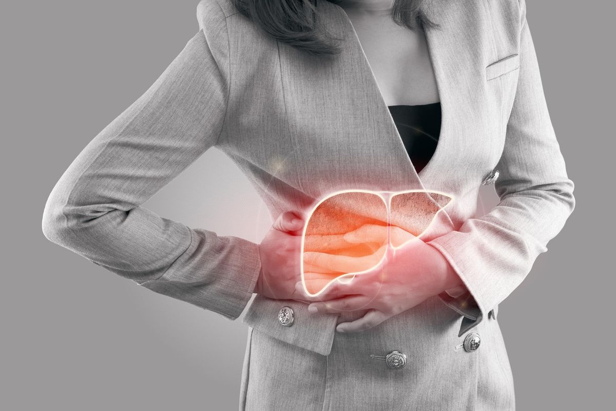 Illustration of liver on woman's body