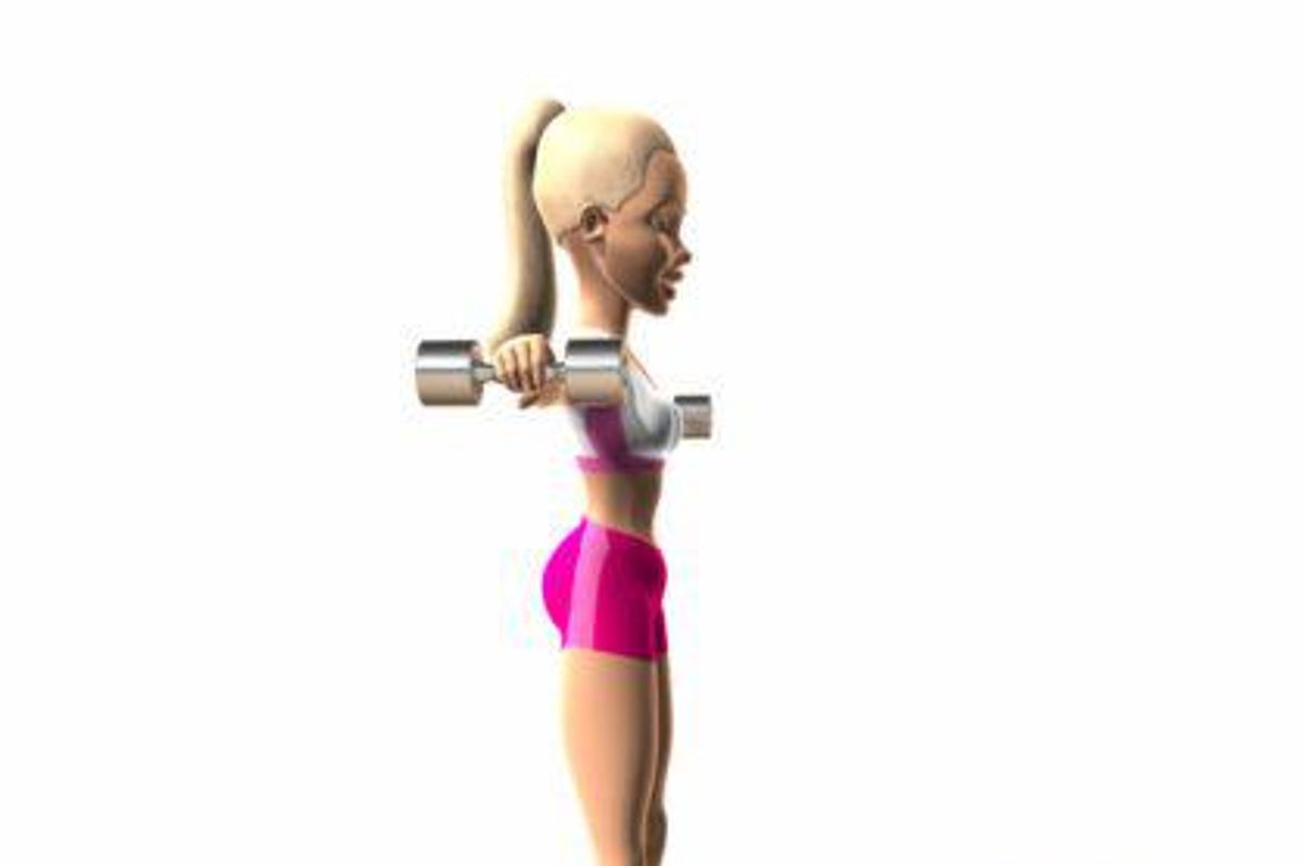 illustration of woman lifting weights