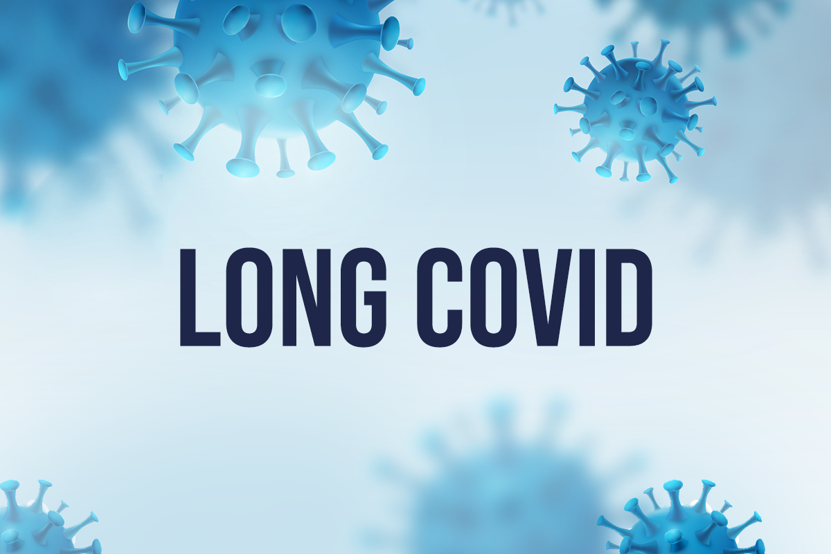 Image with covid germs and the words "LONG COVID"