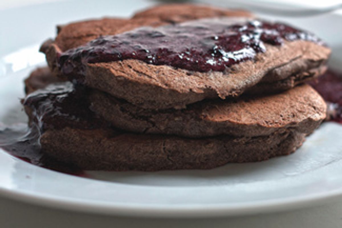 Buckwheat Banana Pancakes With Blueberry Sauce