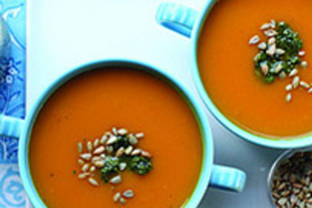 Pumpkin Soup With Parsley–Sunflower Pesto