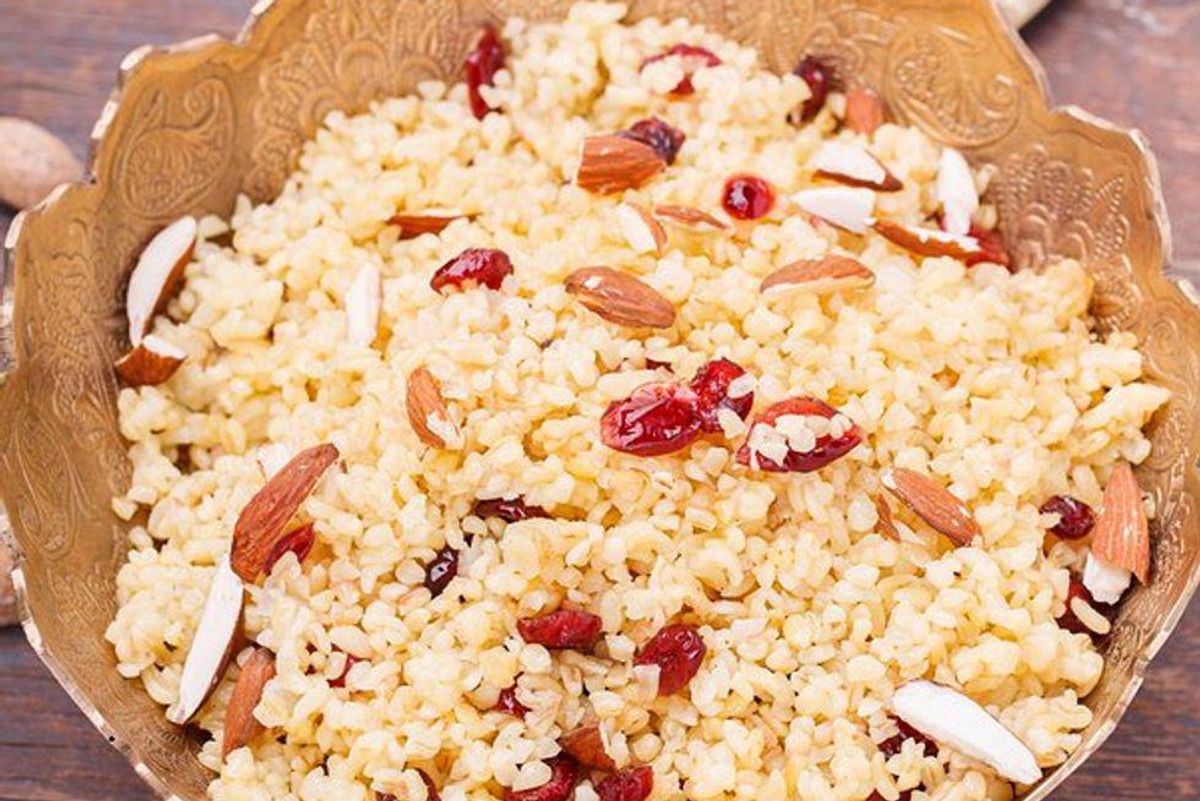 Bulgur Pilaf With Roasted Brussels Sprouts