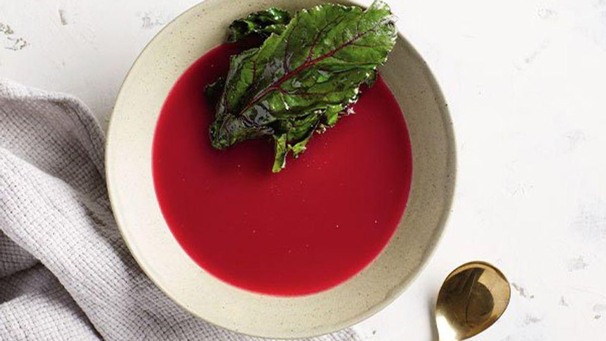 White Bean Puree With Beets and Beet Greens