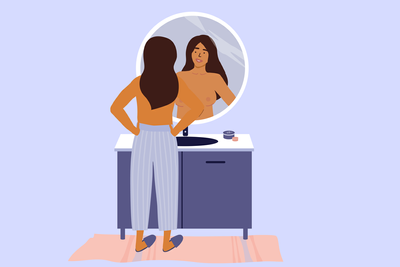 illustration of a woman looking in the mirror