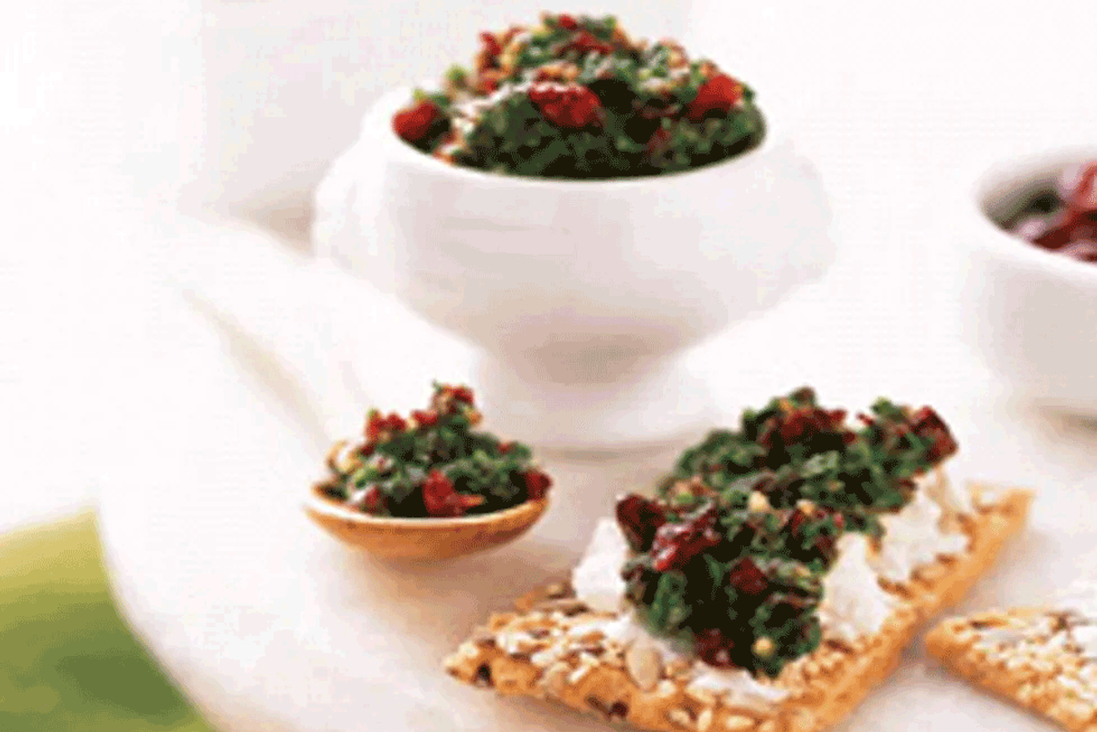 Cranberry Pesto Goat Cheese Crostini