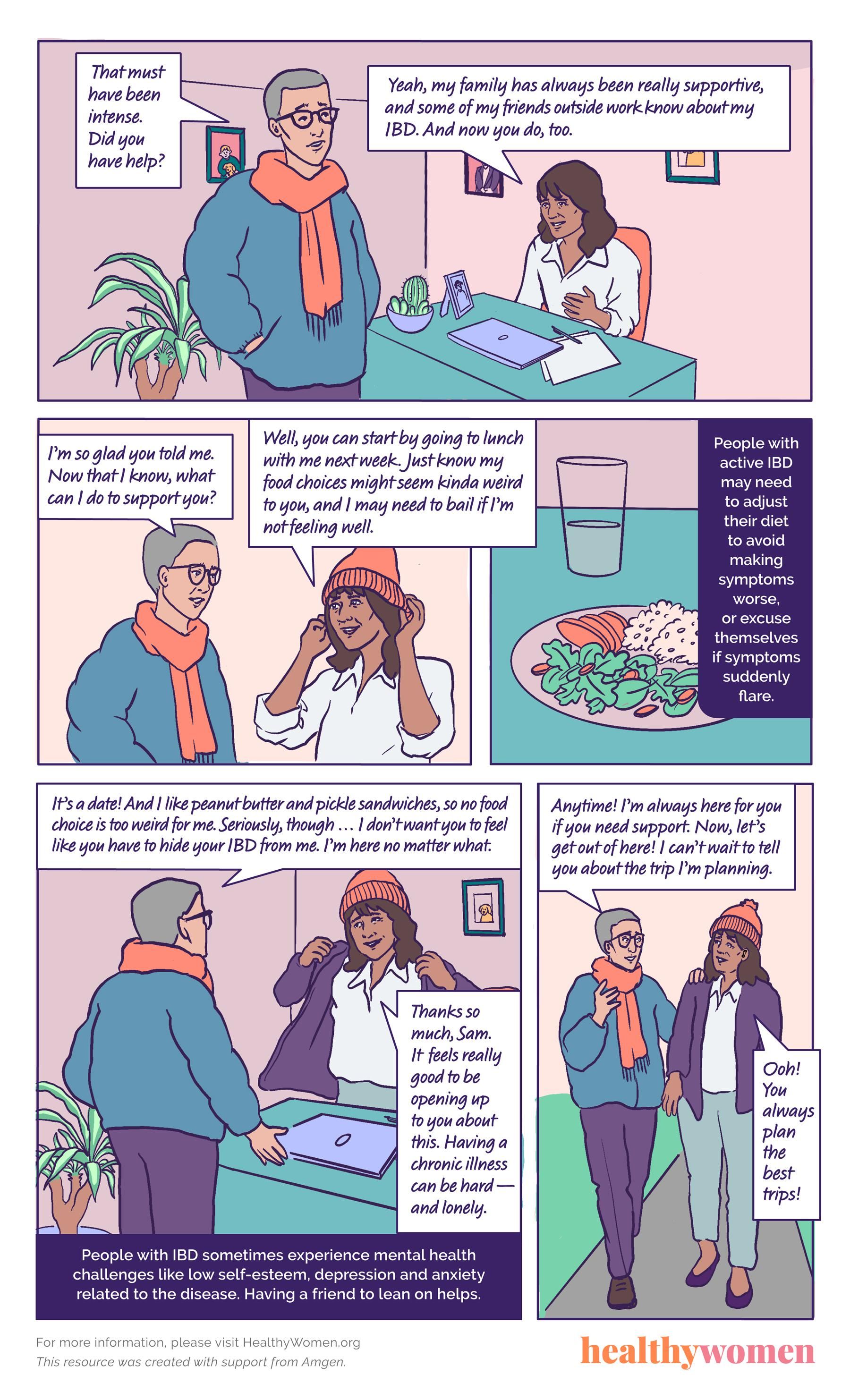 Infocomic How to Support Someone With Inflammatory Bowel Disease (IBD). Click the image to open the PDF