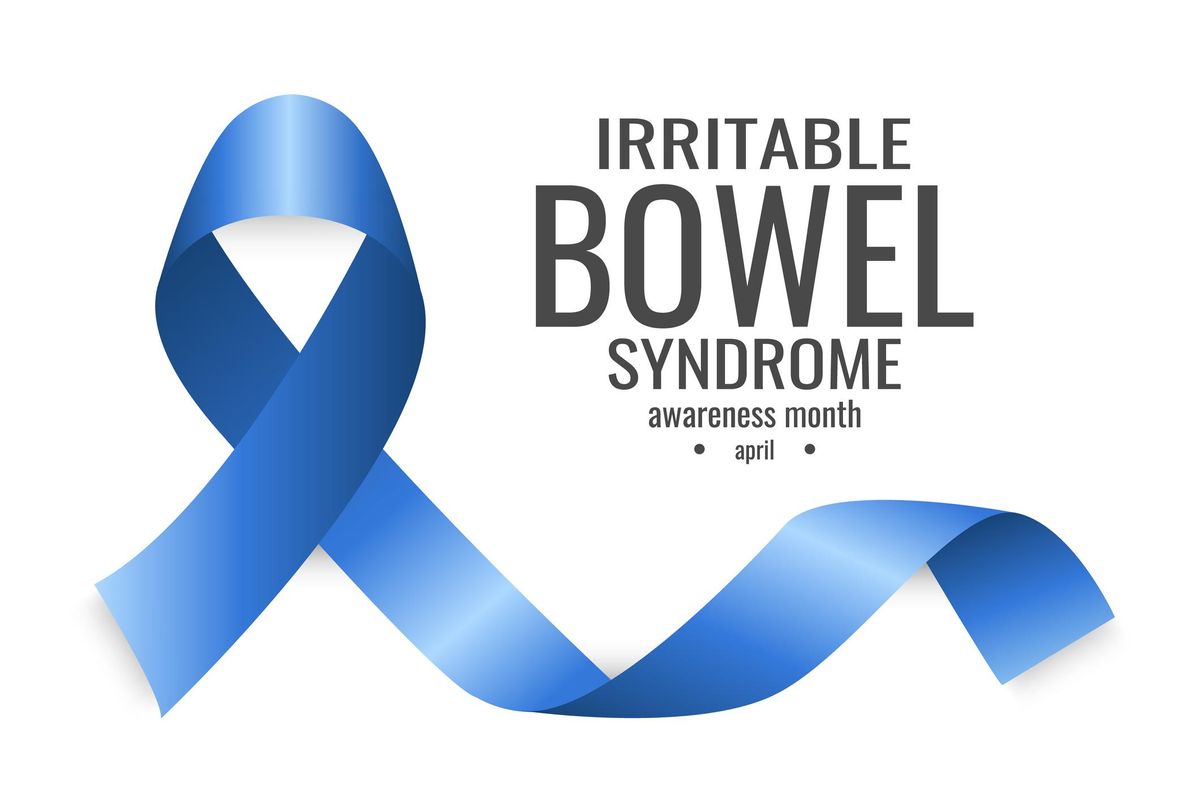 Irritable bowel syndrome awareness month blue ribbon