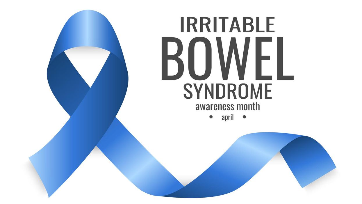 Irritable bowel syndrome awareness month blue ribbon