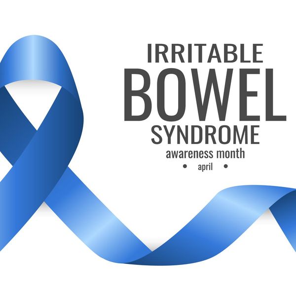 Irritable bowel syndrome awareness month blue ribbon