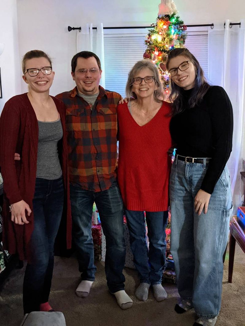 Jackie and her kids, Christmas 2021