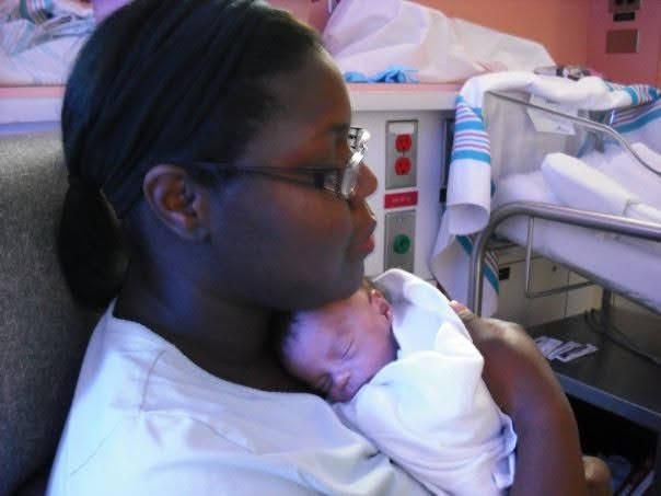 Jacqueline Shaulis holding her baby