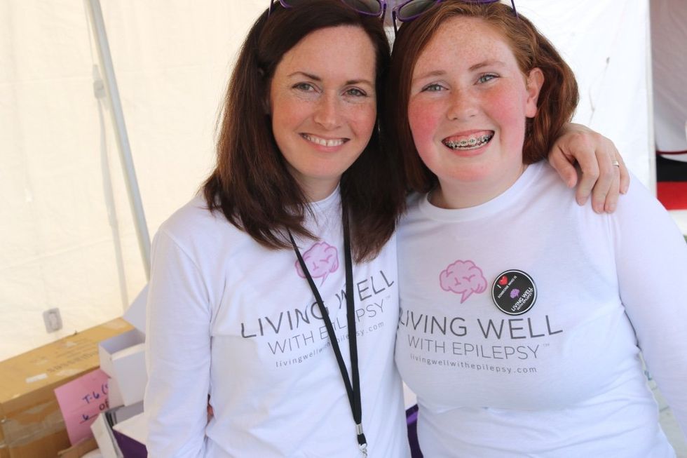 Jessica and her daughter at an epilepsy awareness walk.