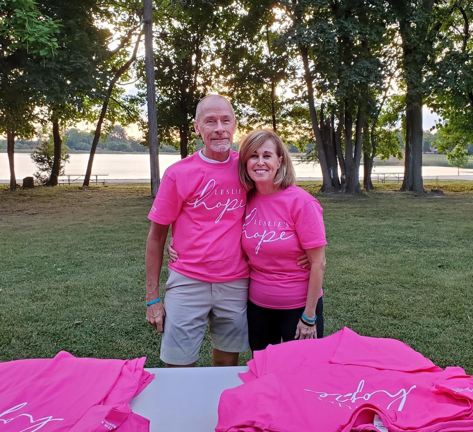 Keith and Leslie Weirich at the Inaugural Austin Weirich Memorial 5K in September 2021. They raised $11,000 for the scholarship fund at Austin\u2019s high school in Goshen, Indiana.