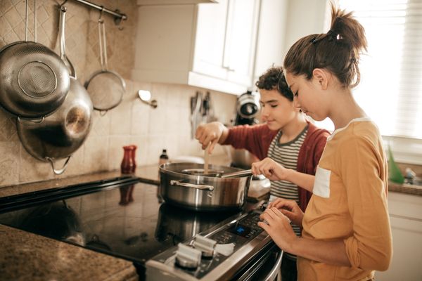 Kids baking together