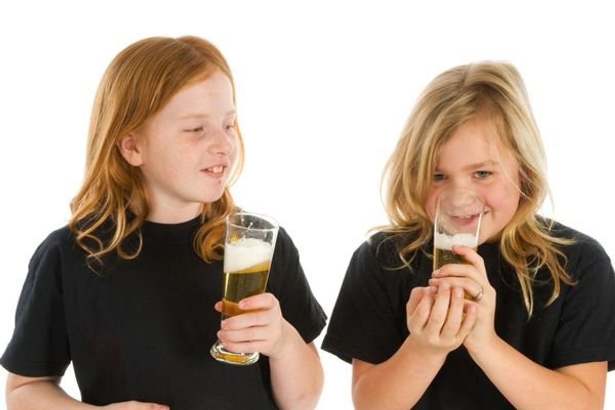 kids smelling beer