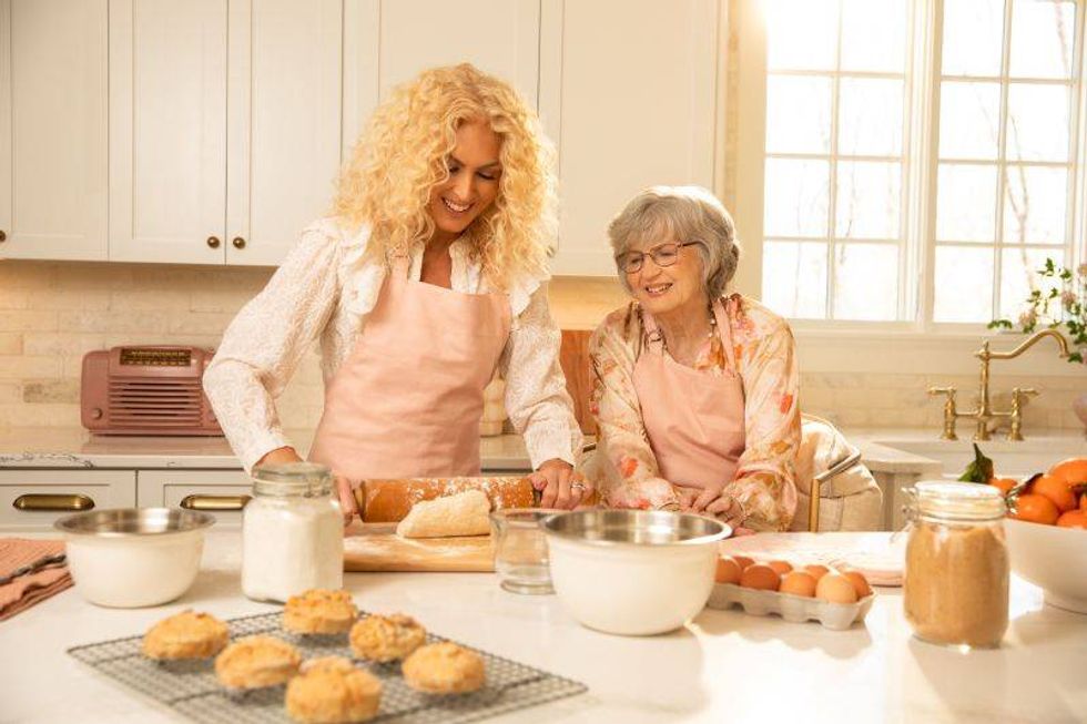 Kimberly and her mom baking
