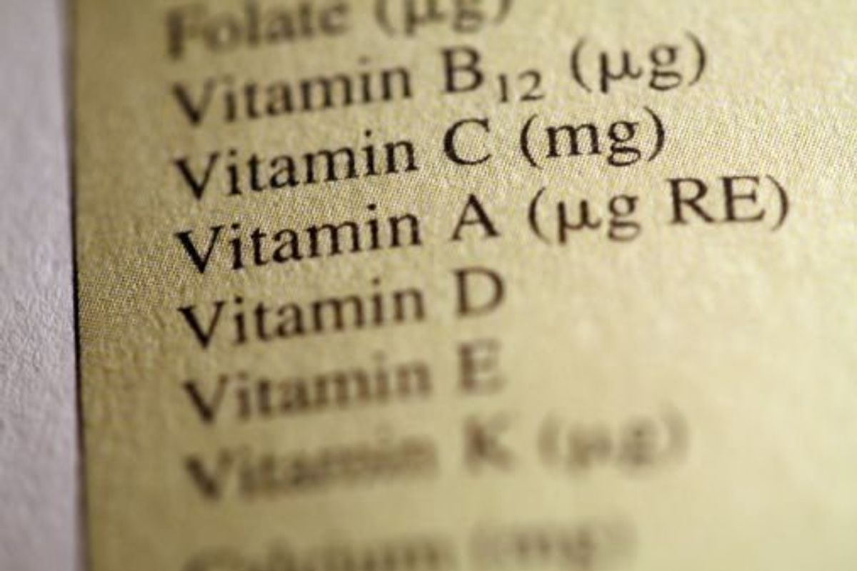 list of vitamins