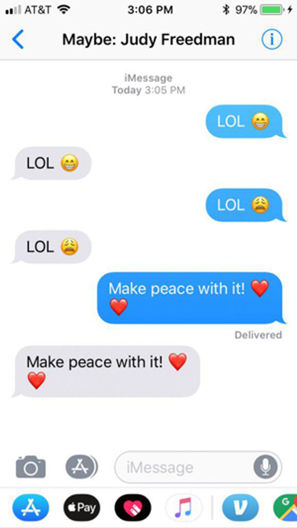 Make peace with it, Judy, make peace.