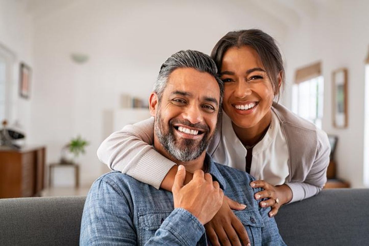 Mature indian couple hugging