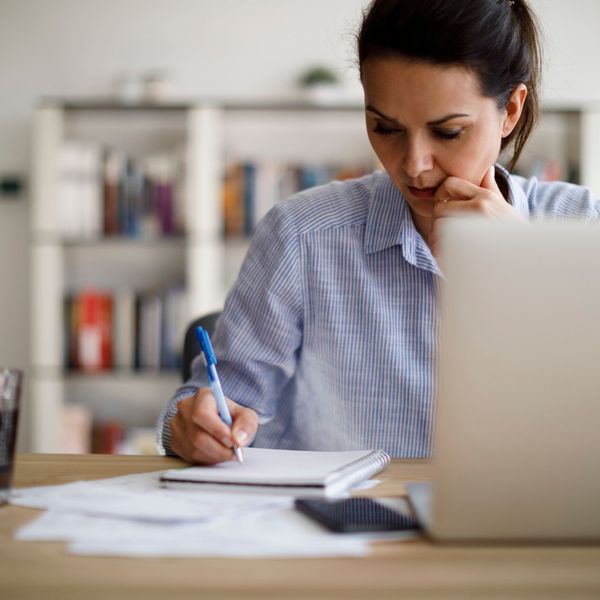 Mature woman working from home