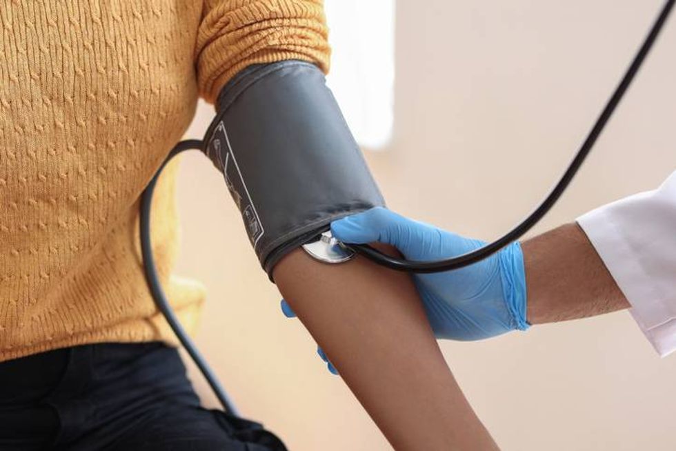 Measuring blood pressure at doctor's office
