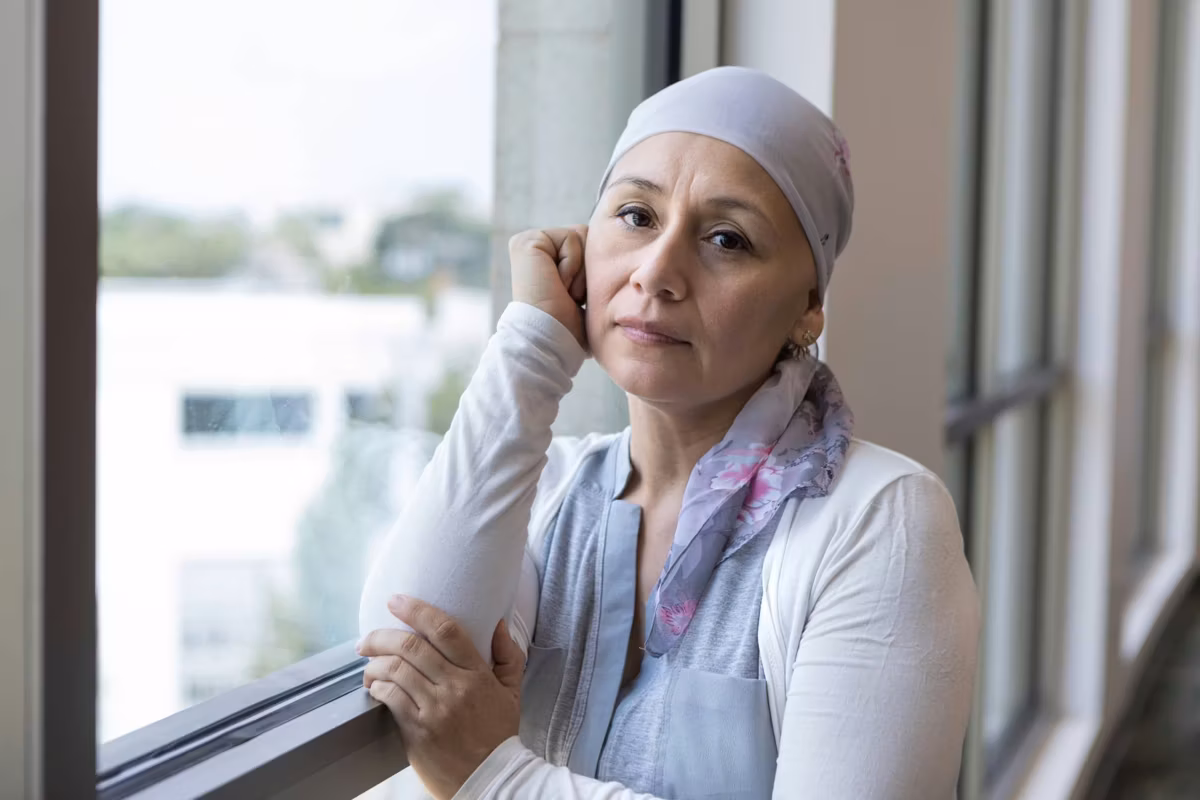 Mid adult woman fighting cancer