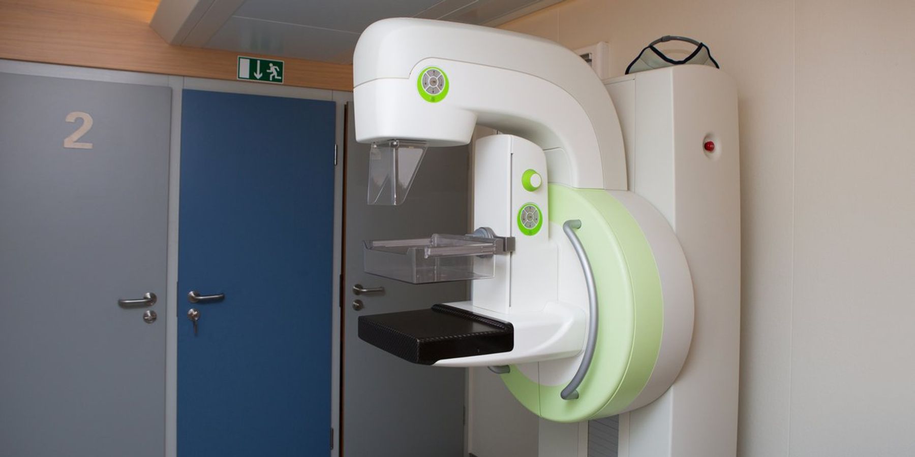 Mobile Mammography X-Ray Machine for breast cancer detection located in small bus