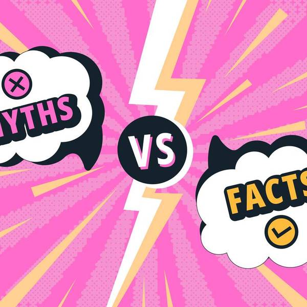 Myth speech bubble and fact frame with vs lightning divider, comic style