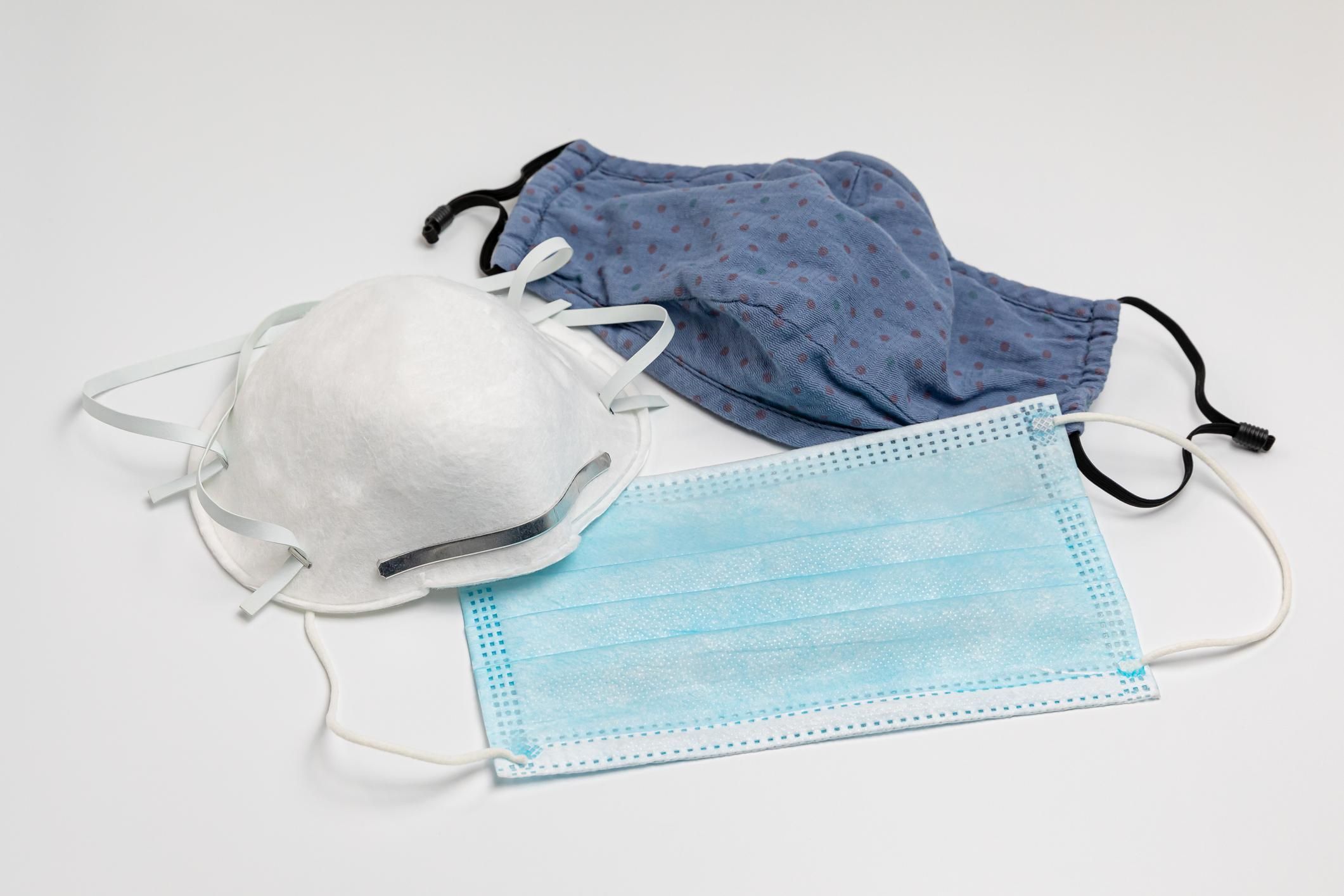 N95, surgical and cloth face masks