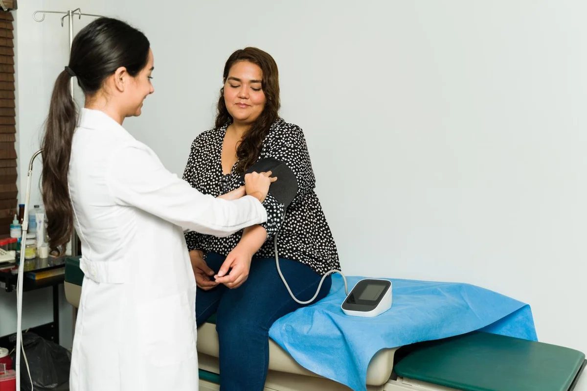 Obese woman getting a check-up