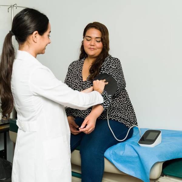 Obese woman getting a check-up