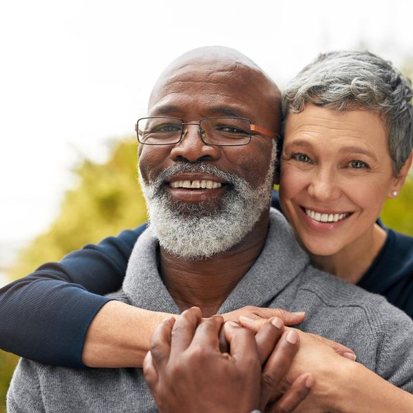 older couple hugging
