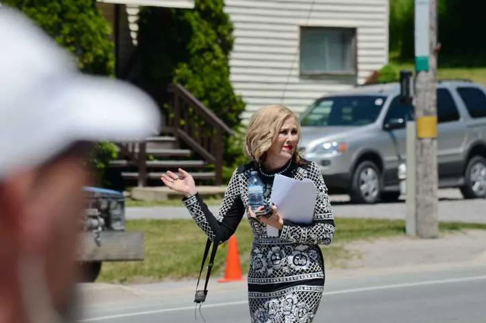 On location `Schitt`s Creek` film rehearsal featuring Canadian-American actress, Catherine O`Hara