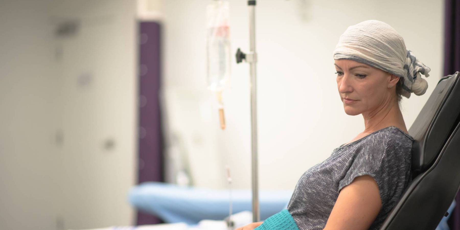 Oncology Patient Rests While Receiving Intravenous Chemotherapy