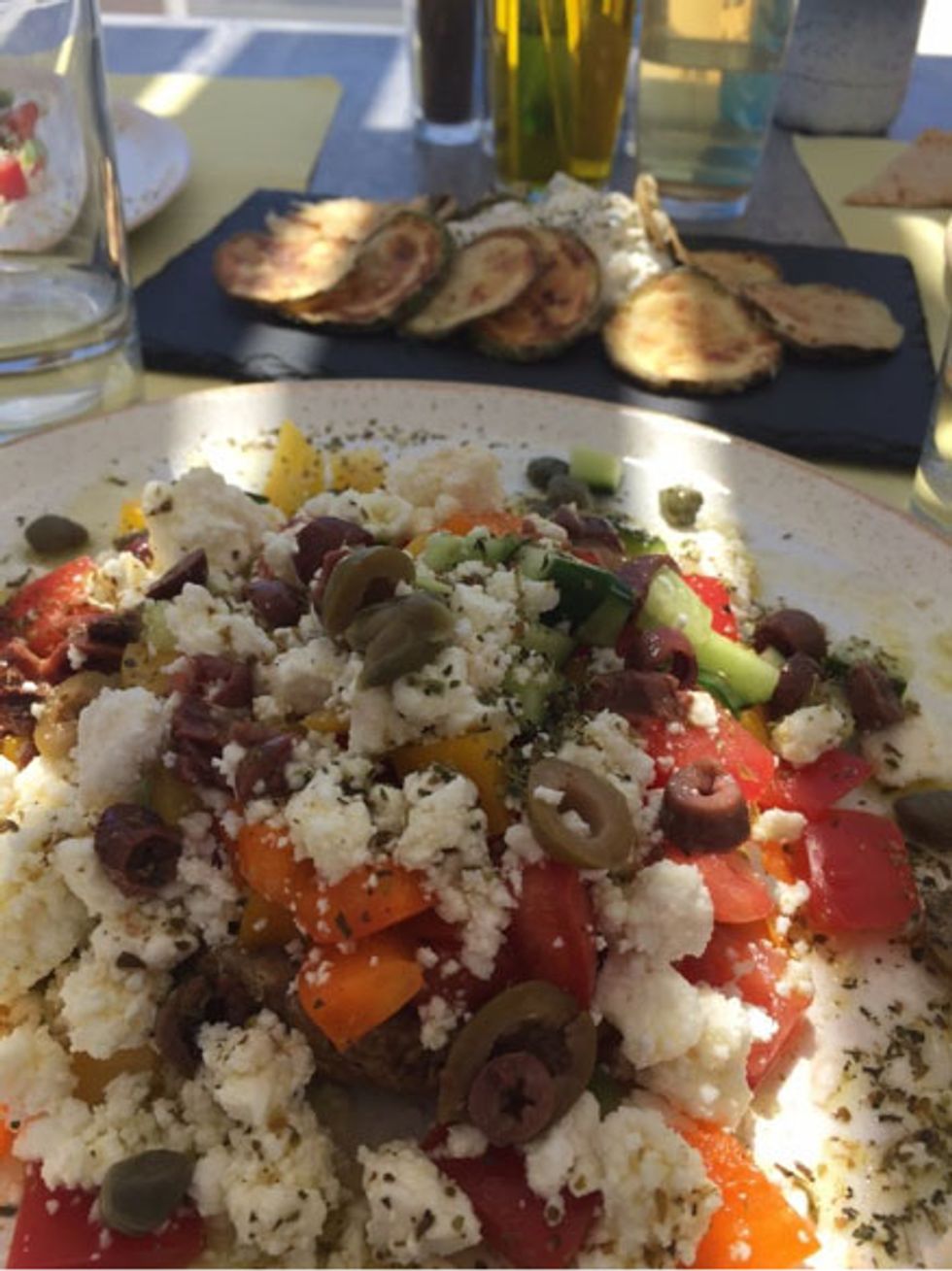 Our Greek salad at Cafe Flora was a welcomed lunch after the hike