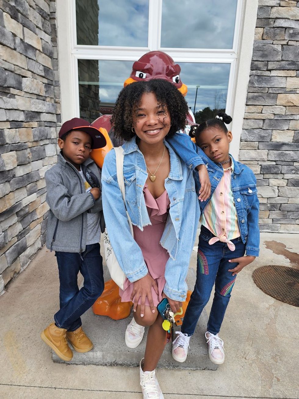 Pamela Price\u2019s children during family weekend at Virginia Tech, 2022.