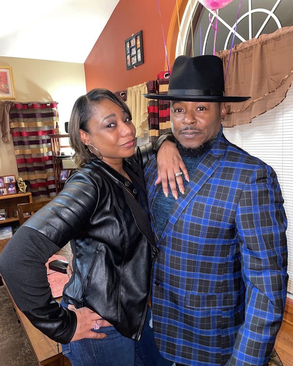 Pamela with her husband.