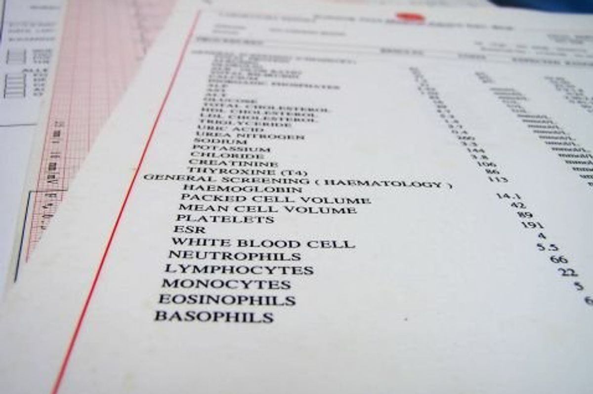 paper with lab results