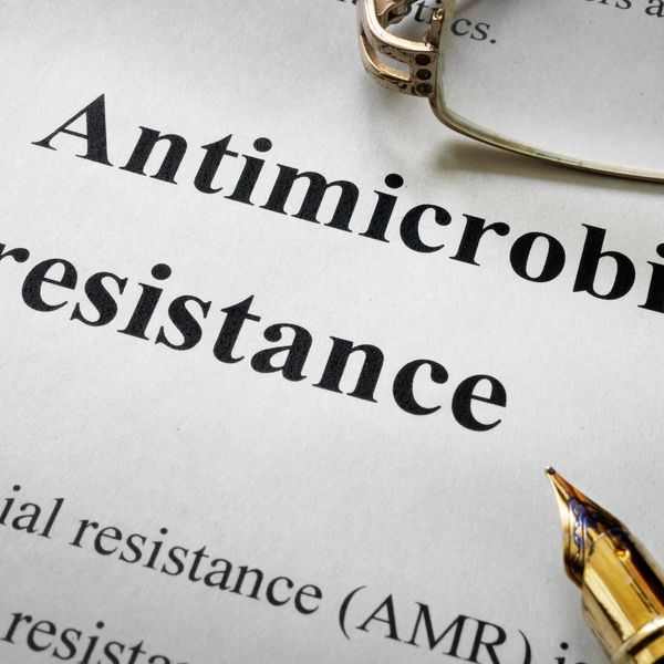 Paper with words antimicrobial resistance