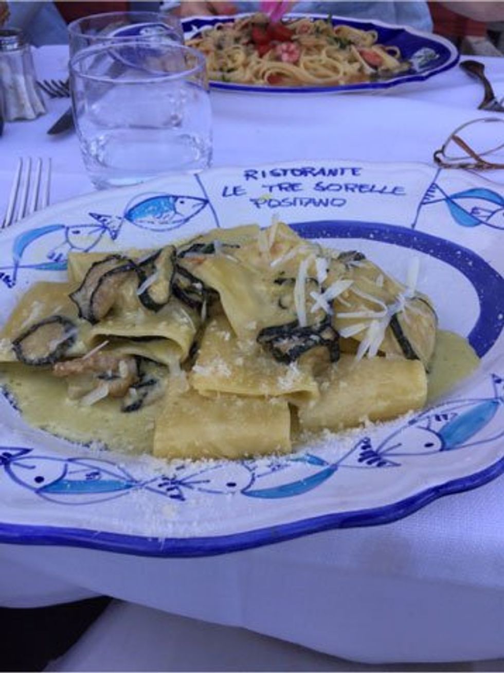 Pasta for dinner in Positano.