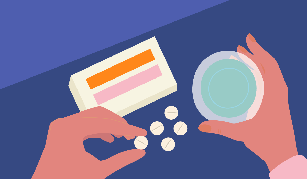 person taking pills for a medical abortion