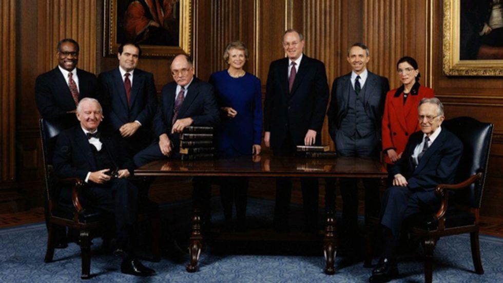 Photo of the Supreme Court Justices, c. 1993, in RBG , a Magnolia Pictures release. Courtesy of Magnolia Pictures.
