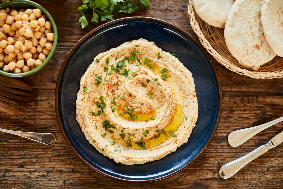 plate with hummus