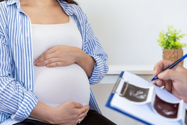 Pregnant woman at doctor