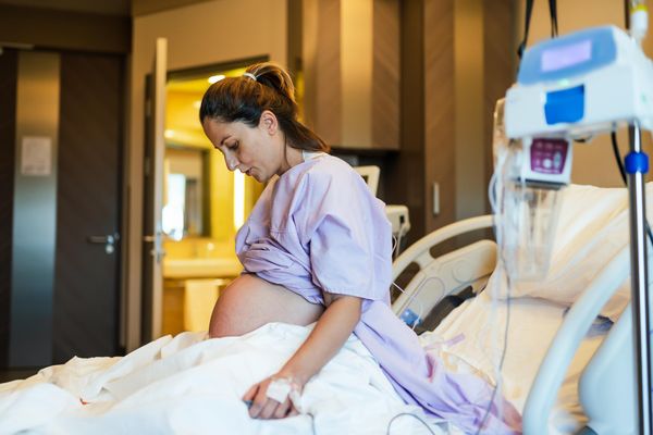 pregnant woman in the hospital ward and ready to delivery a baby