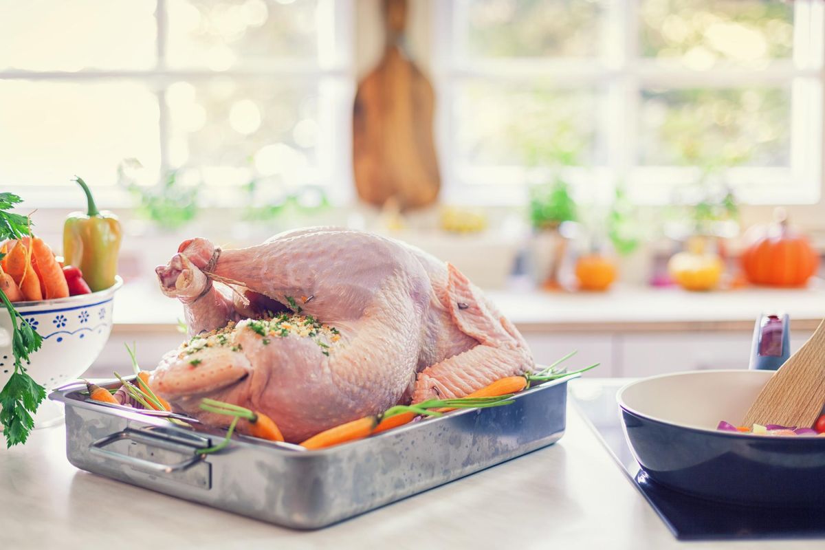 Preparing Turkey for Holiday Dinner