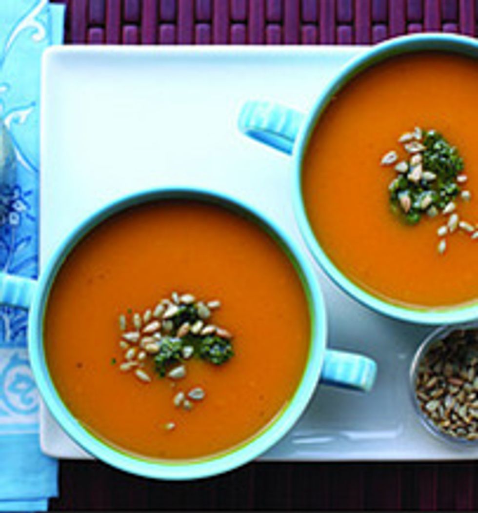 Pumpkin Soup With Parsley–Sunflower Pesto
